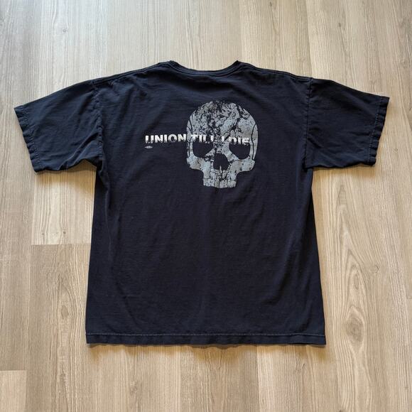 Bayside Other - Men's Vintage 2000's Union Worker Until I Die Skull Black Faded Shirt Sz XL VTG